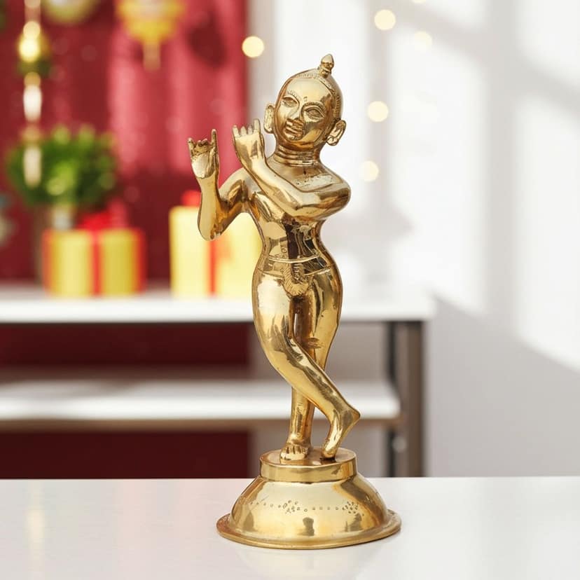 Brass Showpiece Krishna Ji God Idol Statue (BSMAS1236 K)