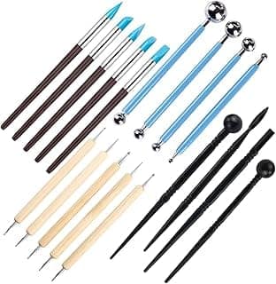 Oytra Clay Sculpting Tools Pottery Modelling Set with Dotting Embossing Carving Shaping Stylus Tool for Air Dry Polymer Fondant Cake Decorating Nail Art Mandala Drawing Rock Painting