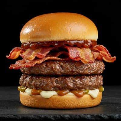 Pork Sausage And Bacon Burger (bib)