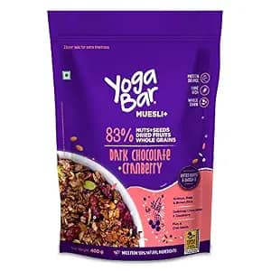 Yoga Bar Muesli - Dark Chocolate & Cranberry, Healthy, Rich In Protein, Breakfast Cereal, 400 g
