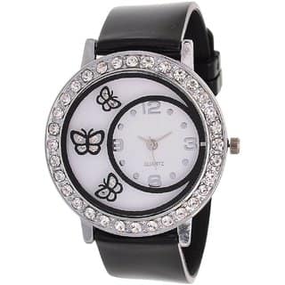 Glory Black Diamond Fancy Letest Butterfly Print Collection Analog Watch - For Women