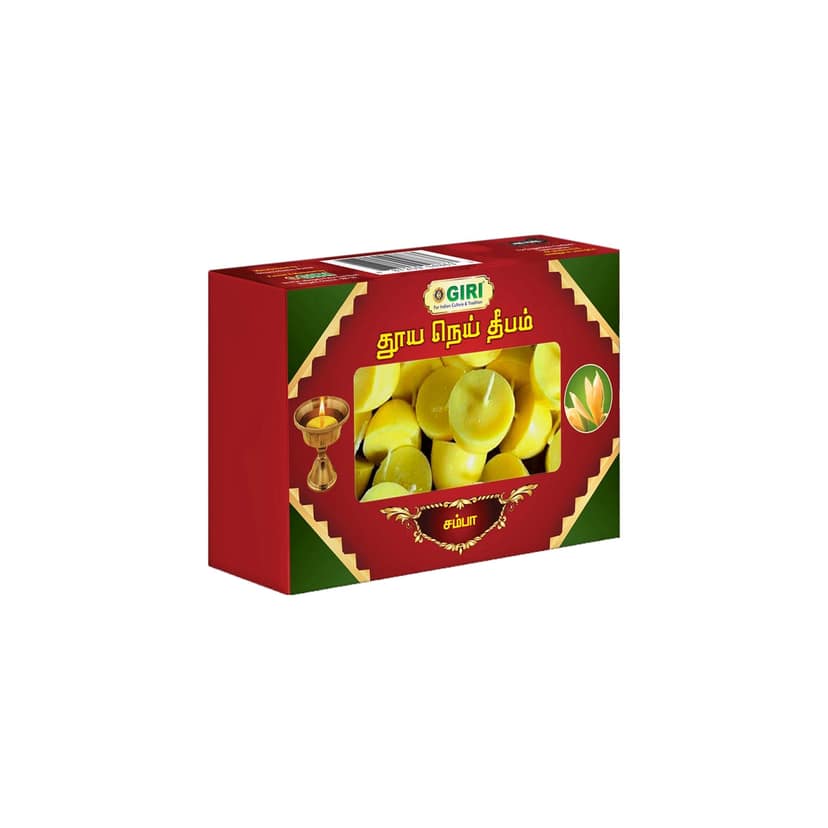 Giri Pure Ghee Diya - 20 Pcs | Ghee Wicks | Diya Batti | Jyot Batti | Ghee Cotton Wicks for Pooja Champa