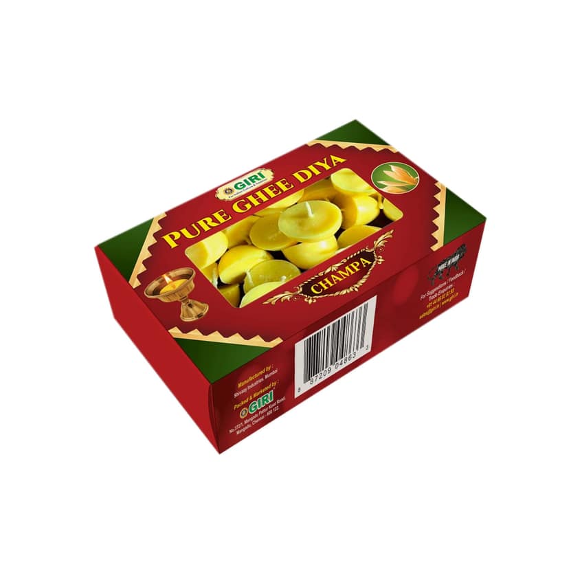 Giri Pure Ghee Diya - 20 Pcs | Ghee Wicks | Diya Batti | Jyot Batti | Ghee Cotton Wicks for Pooja Champa view 2