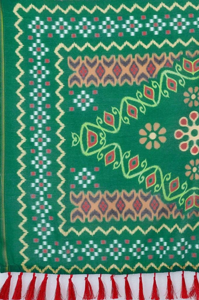 Women's Pure Cotton Bandhej Digital Print Multicolor Saree view 5