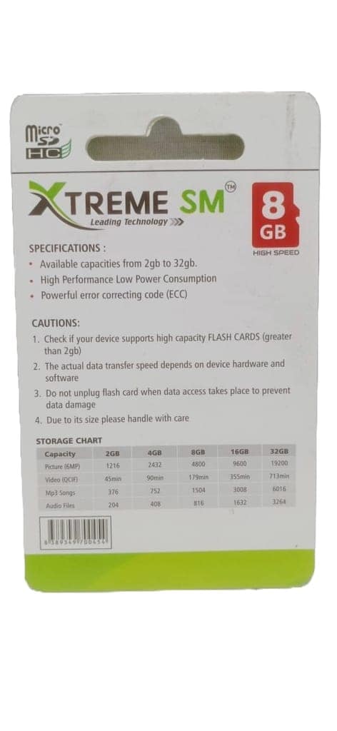 XTREME SM 8GB MicroSDHC Memory Card - High Speed view 3