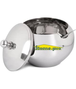 HomePro Stainless Steel Ghee Pot With Spoon Orange Shape Glosy Finish Pack of 1