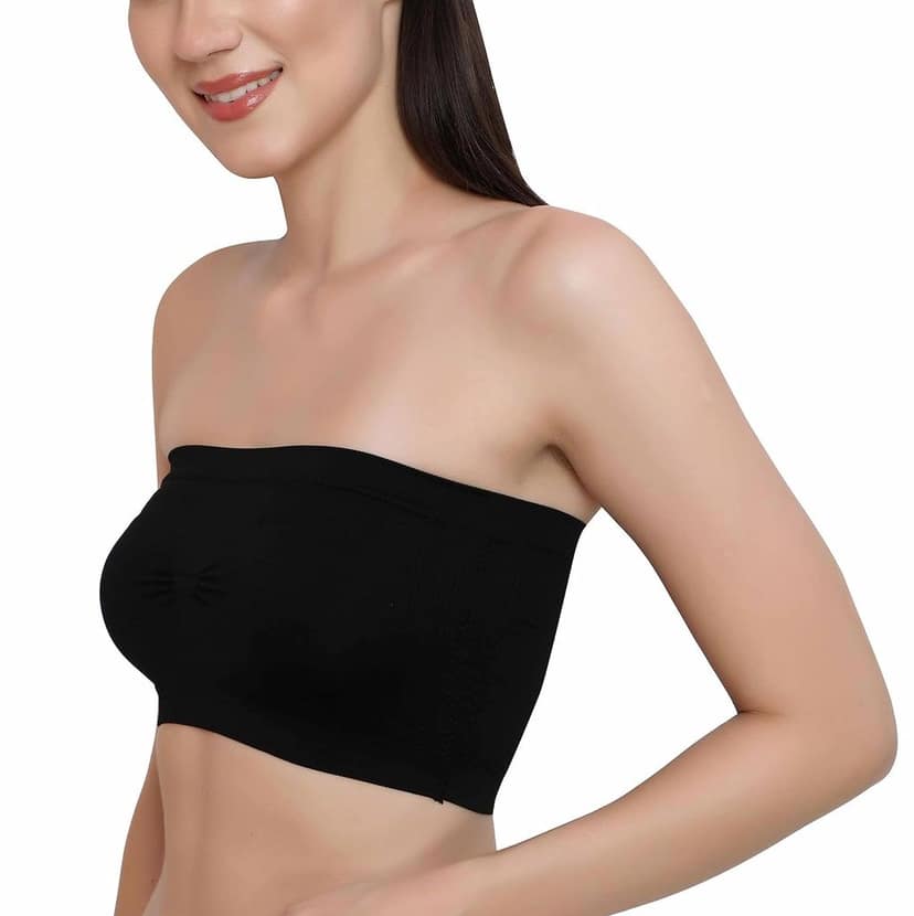 Chintels Women's Girl's Spandex Removable Padded & Non Wired Seamless Tube Bra Pack of 1 view 2