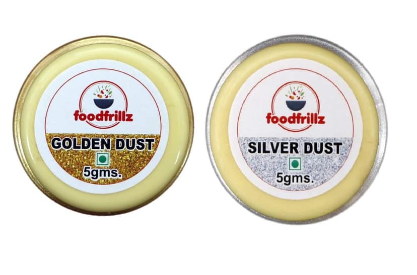 foodfrillz Lustre Dust for Cake decoration, fondant cakes - Golden & Silver, 5 gm each (Combo Pack of 2) view 9