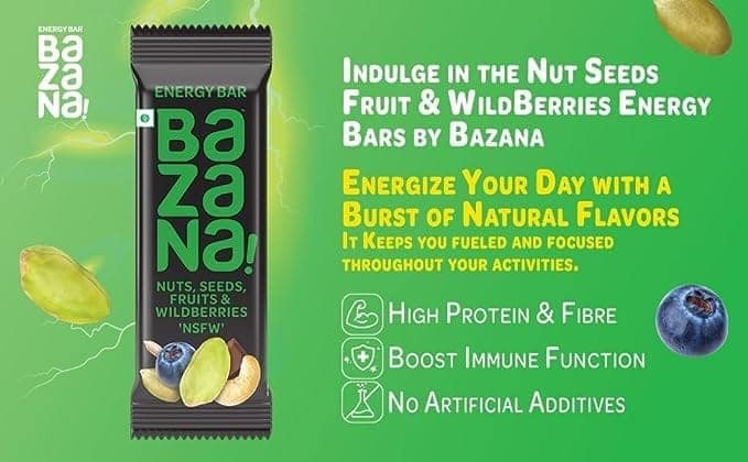 Bazana Nut Seeds Fruit & WildBerries Energy Bars - Experience the Irresistible Revitalizing Power of Natural Flavors - 38g x 12 Bars for an Unmatched Snacking Experience! view 5