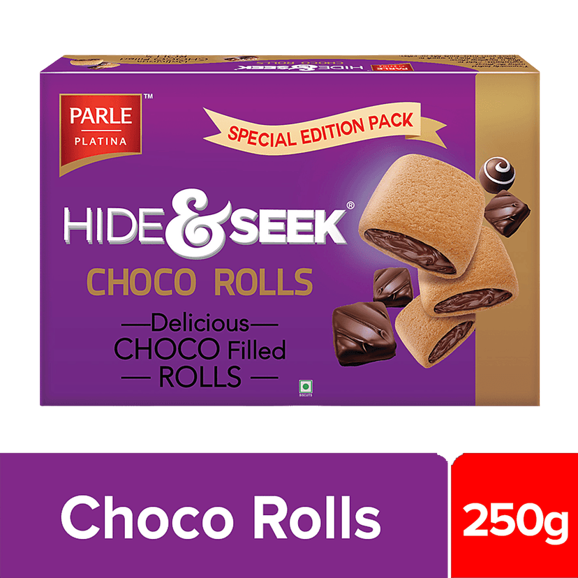 Parle Platina Hide & Seek Choco Rolls, 250 G
