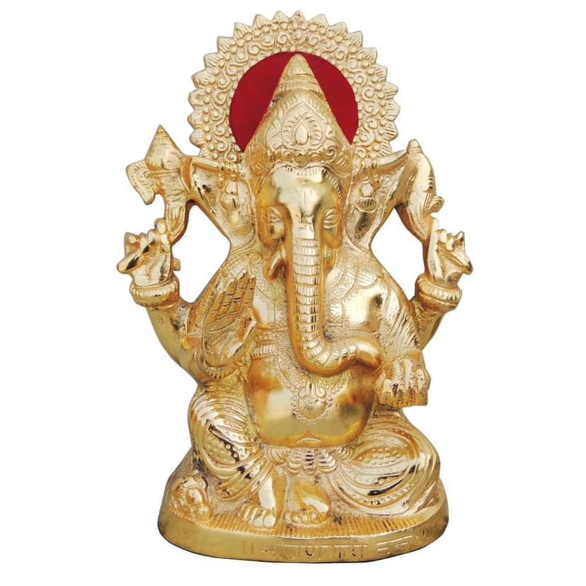 Aluminium Showpiece Ganesh Ji Statue With Gold Finish (ASMAS244 G) view 2