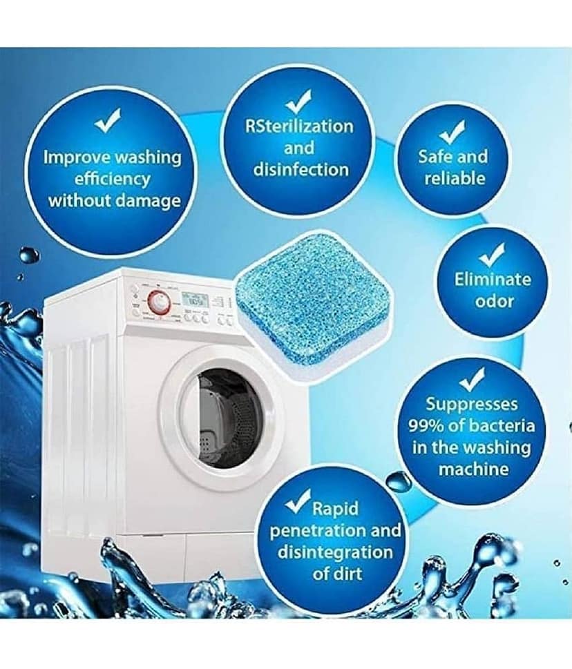 DHSMART Washing Machine Cleaner Tablets Dishwasher Tablets Descaling Powder, Deep Cleaner Tablet 70 g Pack of 5 view 2