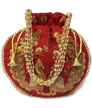 Apratim Red Silk Potli