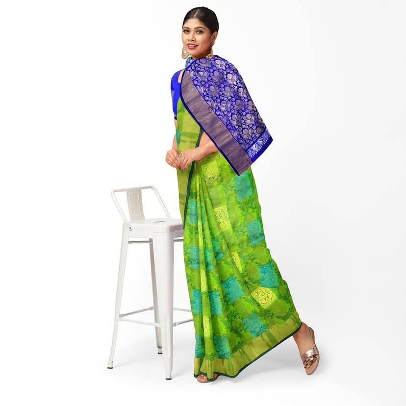 Light Green Color Mango Design Kanjivaram Pure Silk Saree view 2