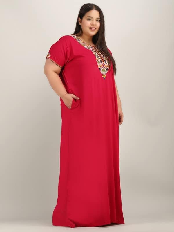 KOI SLEEPWEAR Lissybissy Nightgown with Beautiful Floral Embroidery Pink-2XL/3XL view 3