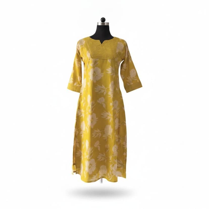 Women's Mustard Floral Printed Kurti