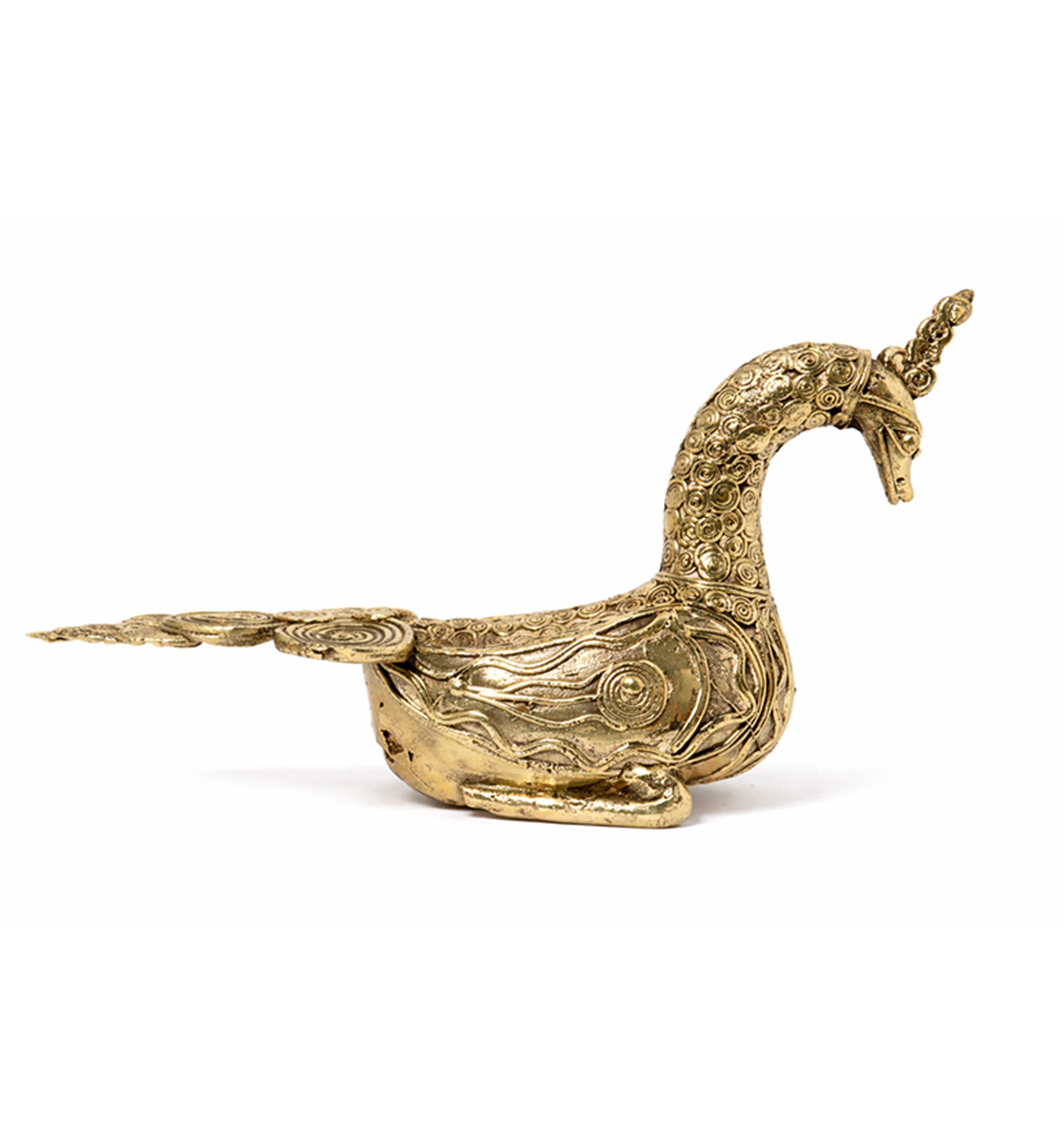 Handcrafted Brass Sitting Peacock Sculpture – Traditional Bhareva Bell Metal Artefact view 4