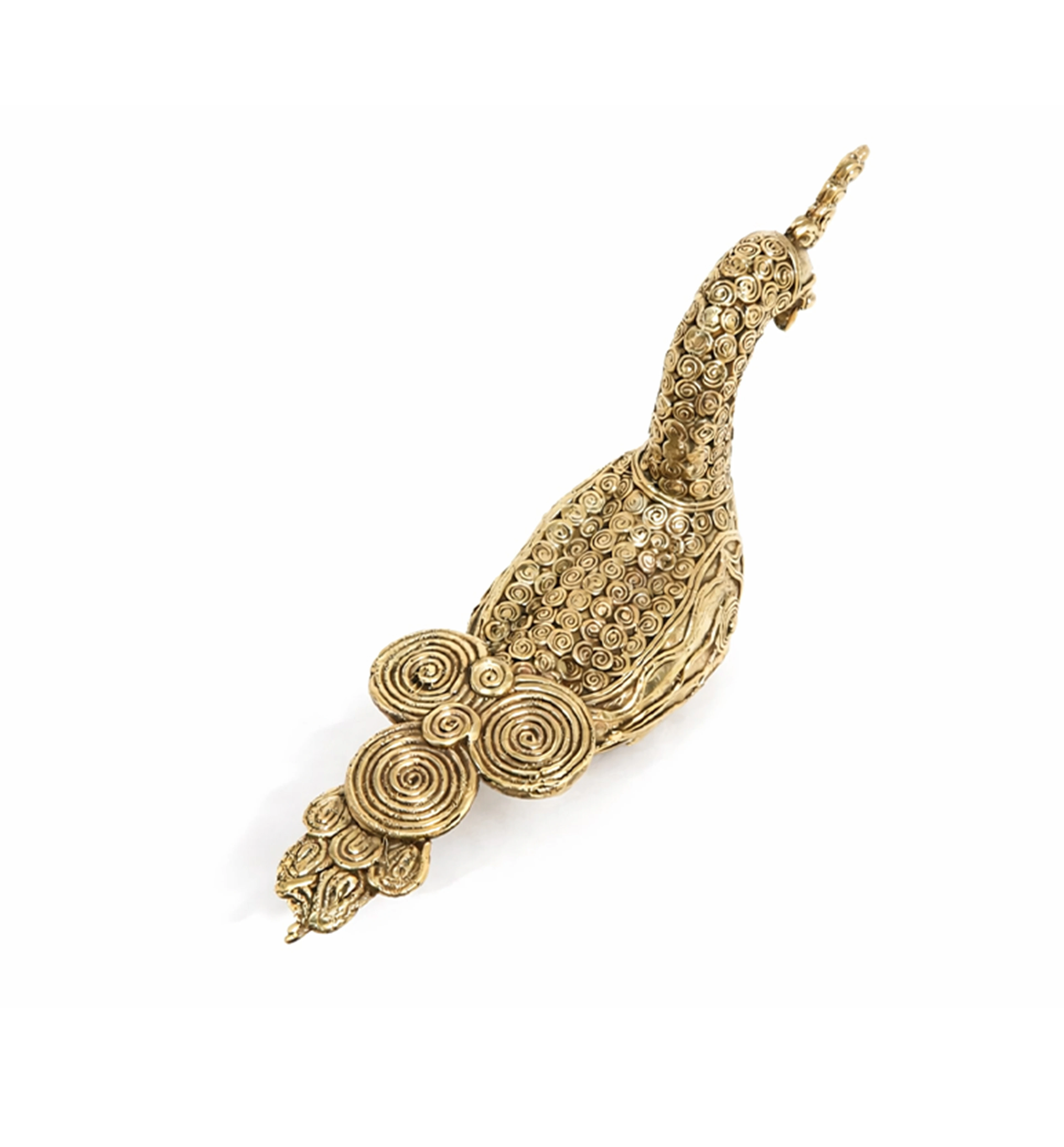 Handcrafted Brass Sitting Peacock Sculpture – Traditional Bhareva Bell Metal Artefact view 5