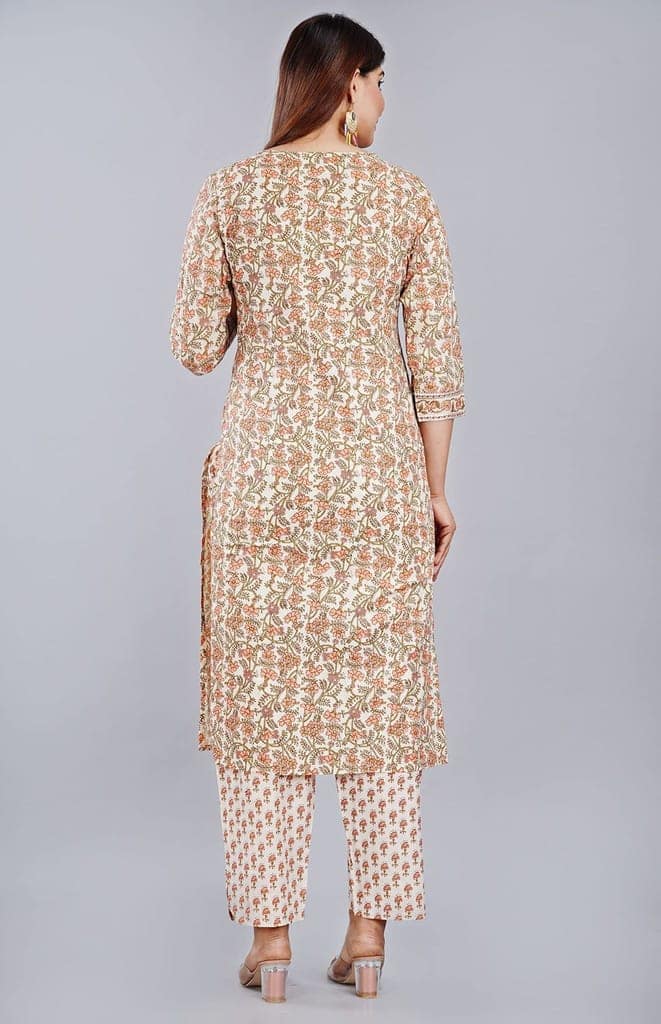 MANMAYEE Women's Badala Work On Yoke Cotton Nyra Cut Kurti with Pant & Dupatta | Nyra Cut Kurti view 8