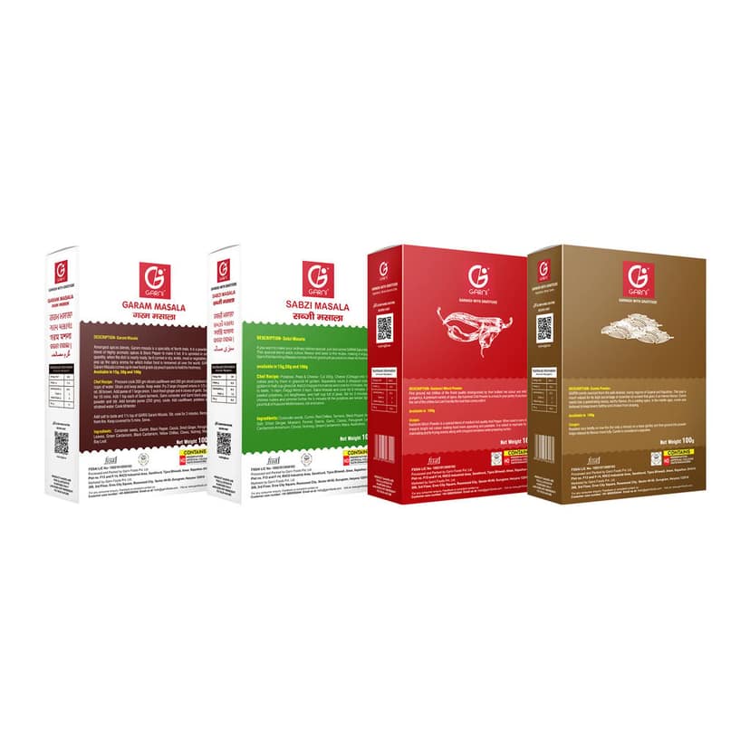 Garni Foods Garam Masala 100g + Sabzi Masala 100g + Kashmiri Chilli Powder + Jeera Powder 100gm Combo Pack of 4 (4 X 100g) view 2