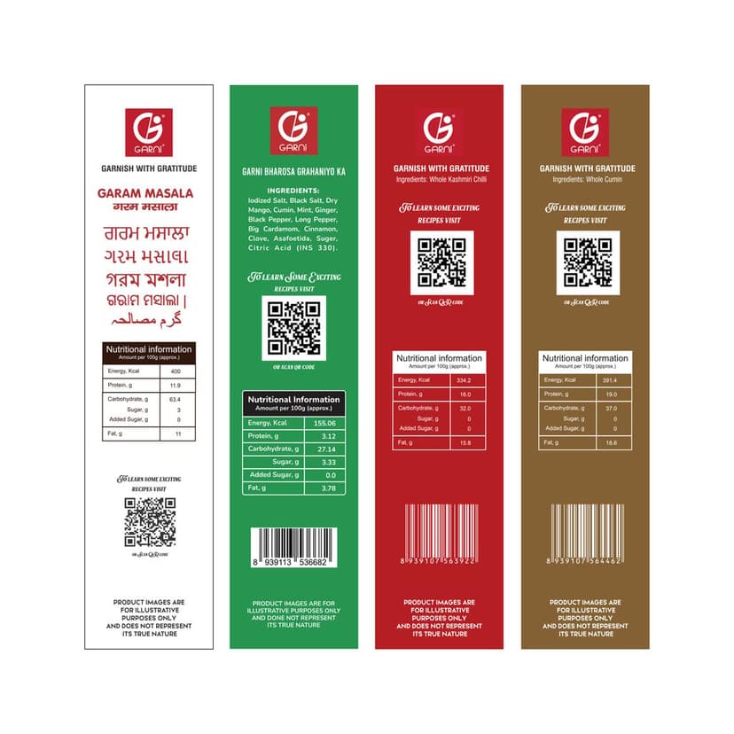 Garni Foods Garam Masala 100g + Sabzi Masala 100g + Kashmiri Chilli Powder + Jeera Powder 100gm Combo Pack of 4 (4 X 100g) view 3