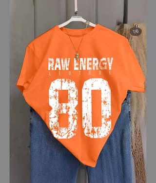 Leotude Men Cotton Blend Oversized Fit Printed T-Shirt ( Orange )