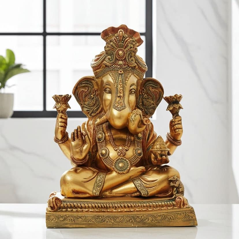 Brass Showpiece Pagdi Ganesh Statue (BSMAS406)