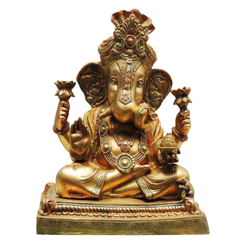 Brass Showpiece Pagdi Ganesh Statue (BSMAS406) view 2