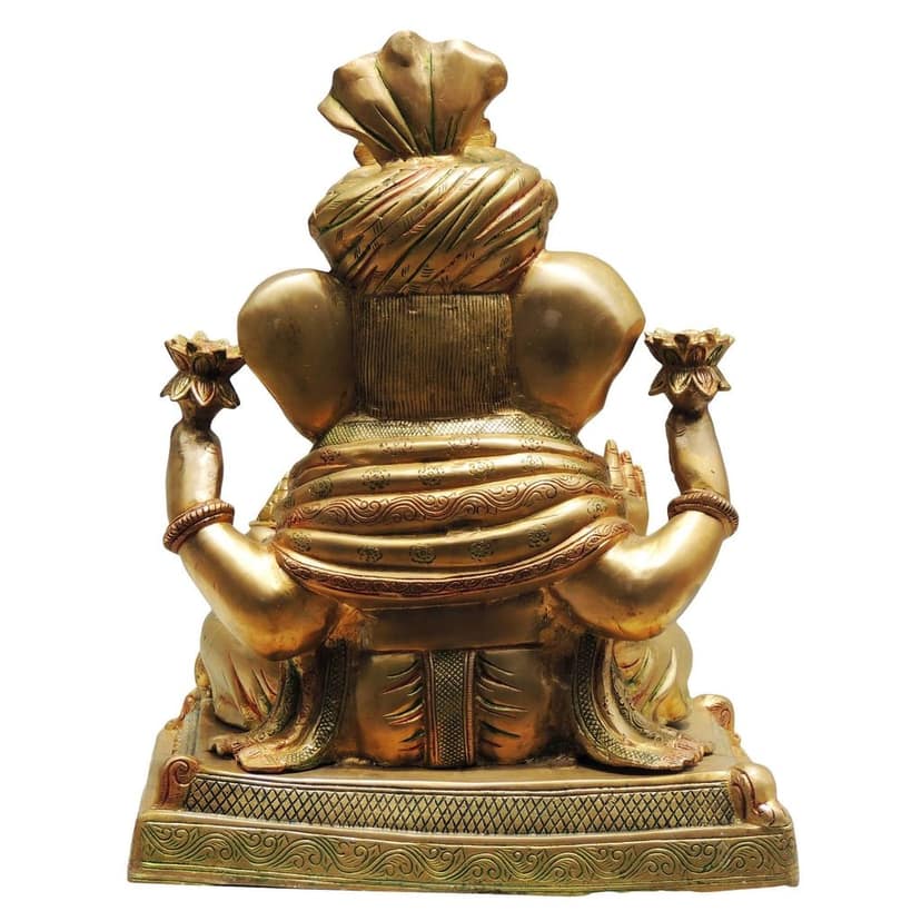 Brass Showpiece Pagdi Ganesh Statue (BSMAS406) view 3