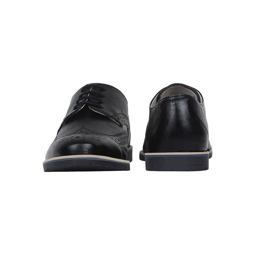 SeeandWear Black Brogue Formal Shoes for Men. Branded Genuine Leather Pointed Lace up Shoe view 2