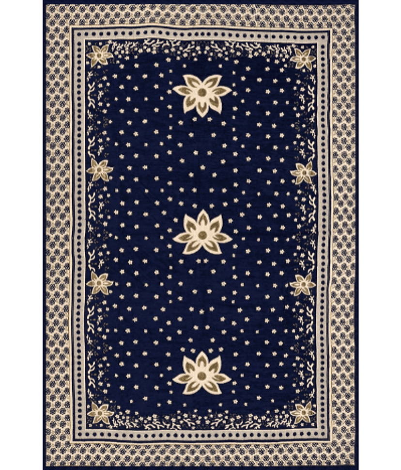 FURNISHING HUT Embroidered Chenille 6 Seater Rectangle Table Cover ( 228 x 137 ) cm Pack of 1 Blue view 2