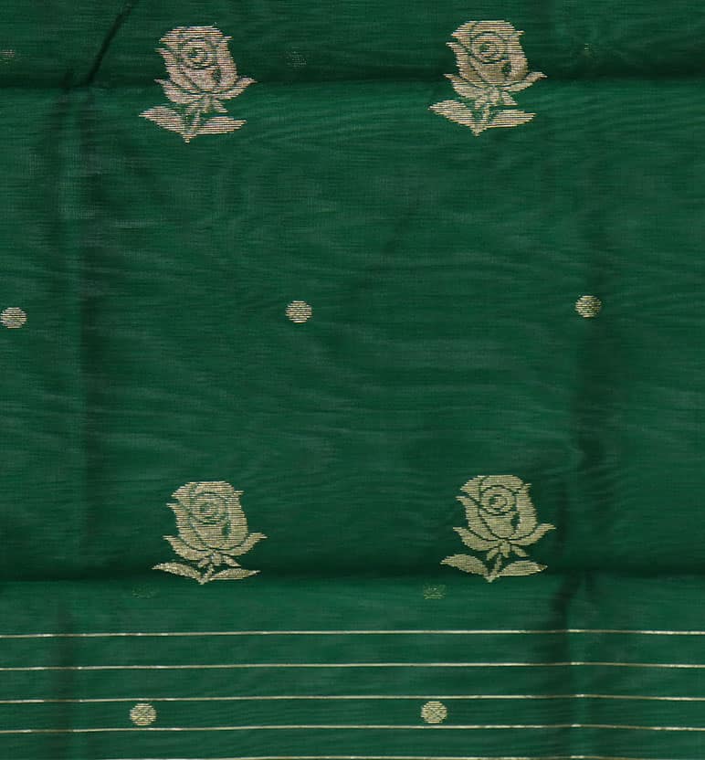 Handloom Chanderi Unstitched 2-Piece Silk By Cotton Suit Set view 3
