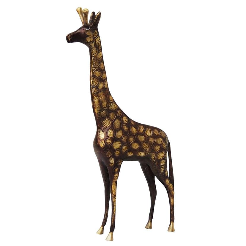 Brass Standing Giraffe Statue � Handcrafted Brass Animal Decorative Showpiece, Height : 16.5 Inch (ANMAS188 B) view 3