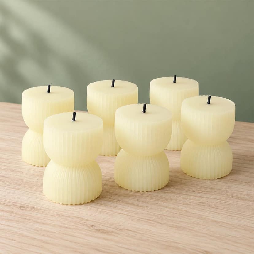 Hourglass Ribbed Flameless LED Candles for Festive Home Decor (6 Pc Set) view 3