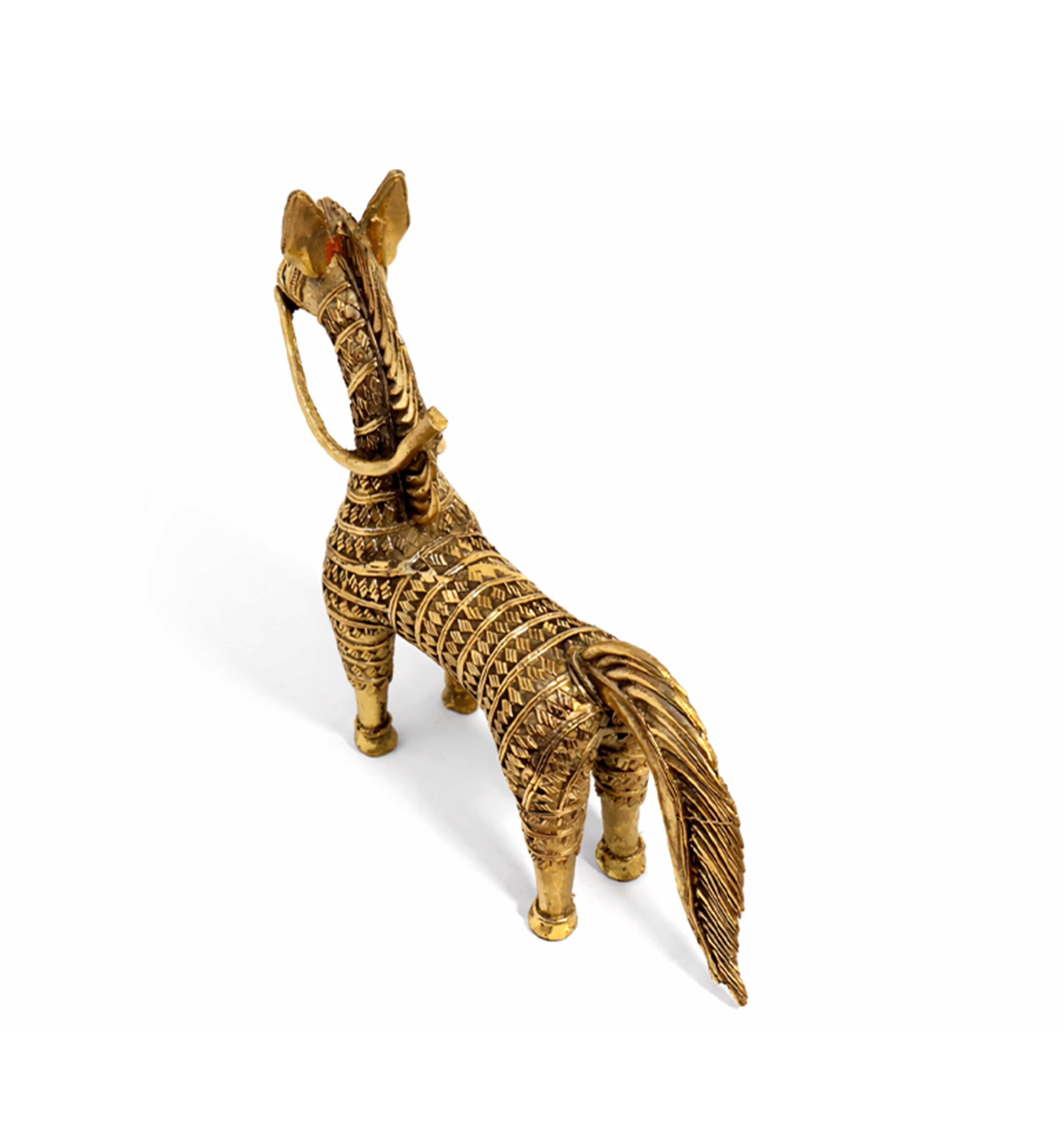 Handcrafted Large Brass Horse Showpiece – Intricate Tribal Bhareva Craft view 5