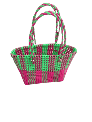 Small Handwoven Market Tote Basket with Double Handles