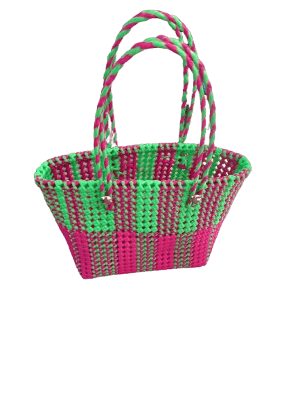 Small Handwoven Market Tote Basket with Double Handles
