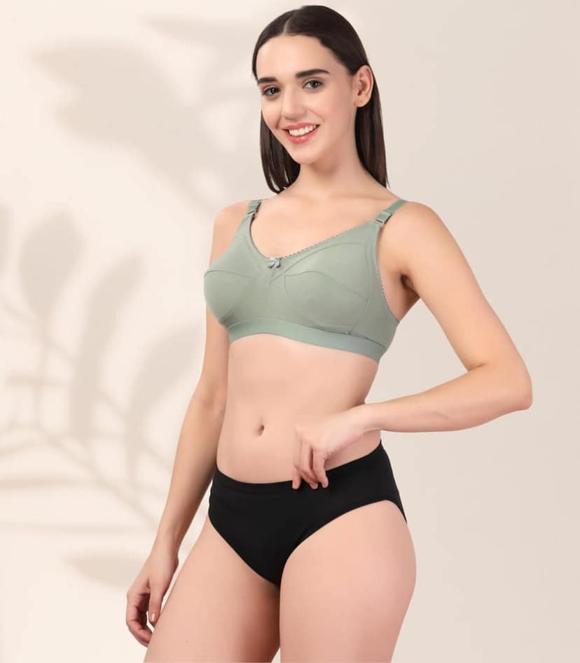 ADORNSTAR Women�s Cotton Bra and Panty Set � Soft, Skin-Friendly, Non-Padded, Wire-Free Lingerie Combo | Comfortable Innerwear (Pack of 2) view 5