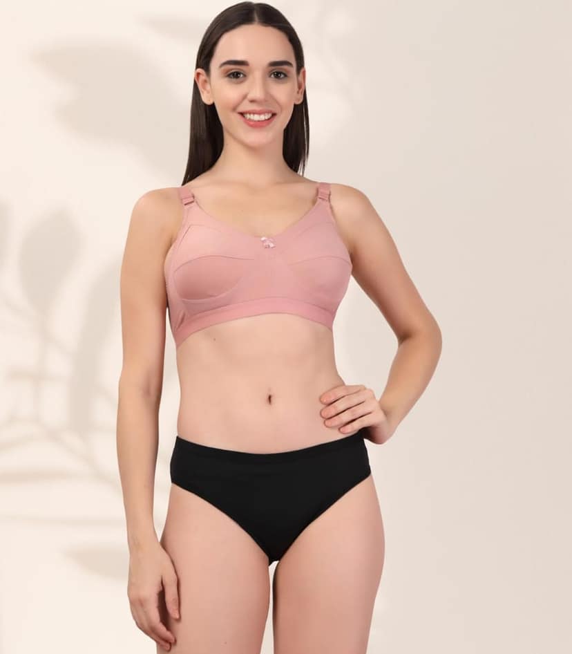ADORNSTAR Women�s Cotton Bra and Panty Set � Soft, Skin-Friendly, Non-Padded, Wire-Free Lingerie Combo | Comfortable Innerwear (Pack of 2) view 6
