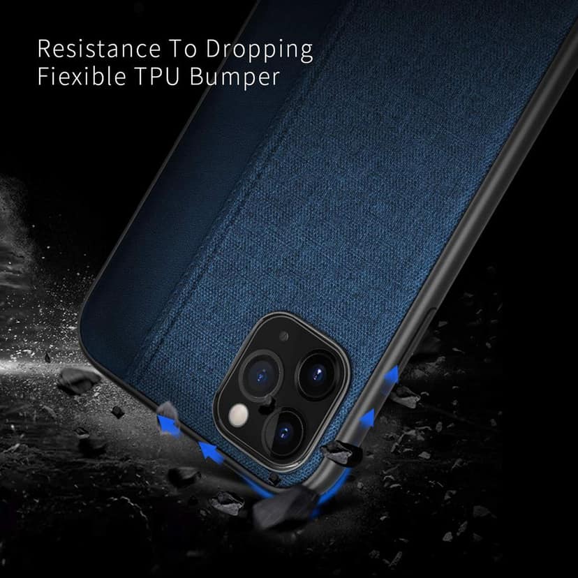 Memumi Premium Series Back Canvas/Leather Cover for Apple iPhone 11 Shockproof - Blue (6.1") view 4