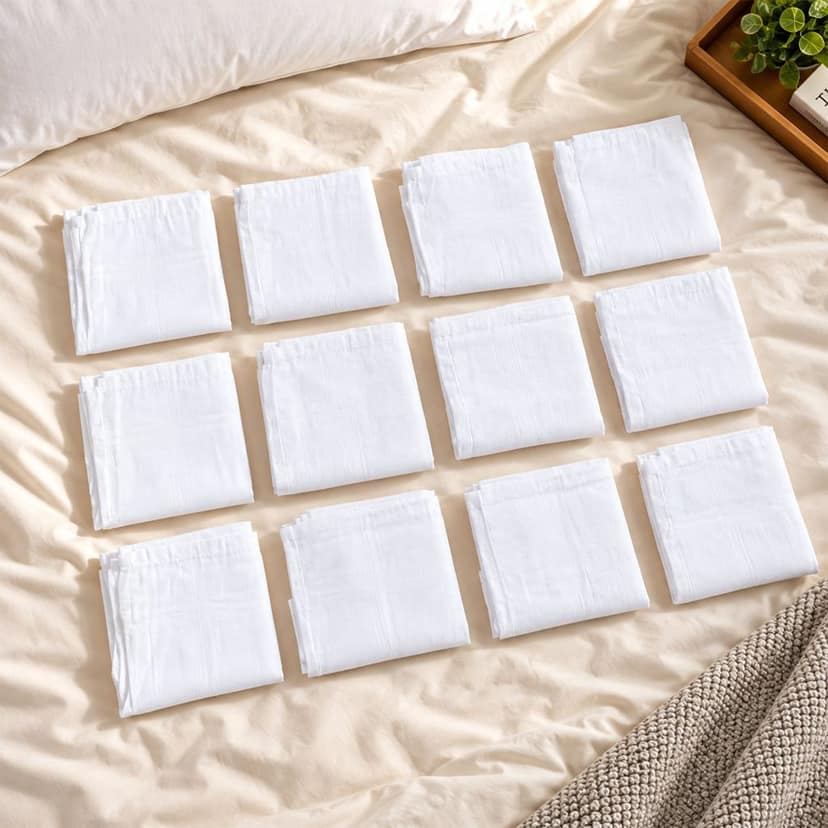 Mens Soft Cotton Handkerchief Rumal with Striped Borders (12 Pc, 46x46 Cm) view 2