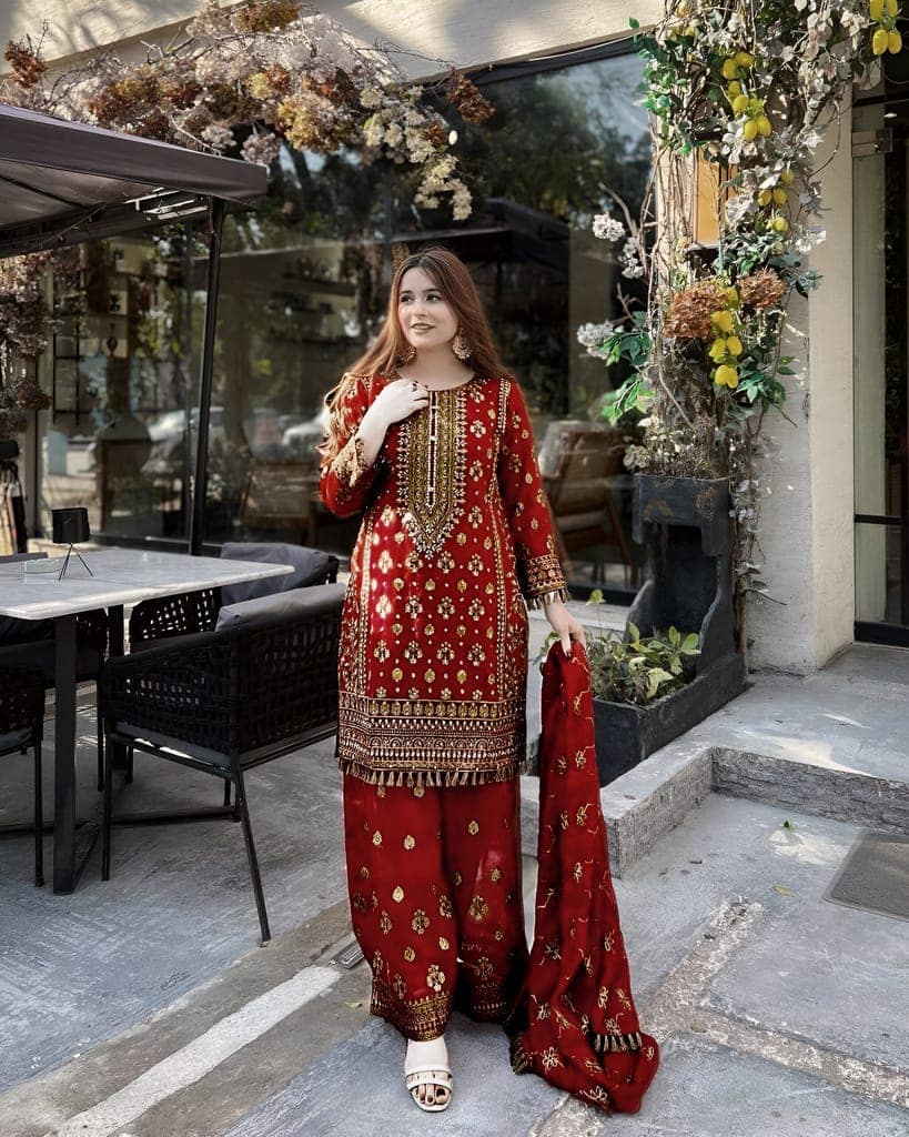 Pink Maroon Palazzo Suit Set Ready to wear indian salwar kameez Dupatta for women anarkali designer pakistani dresses Festival 3 piece view 2
