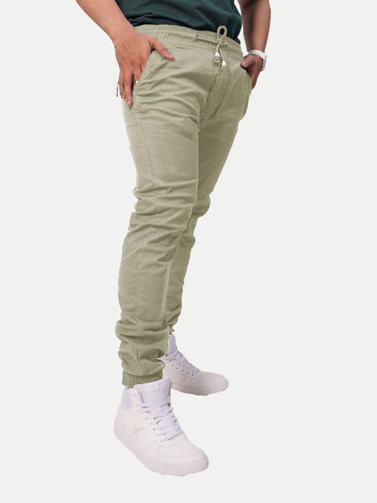 Men Beige Solid Elasticated Joggers view 2