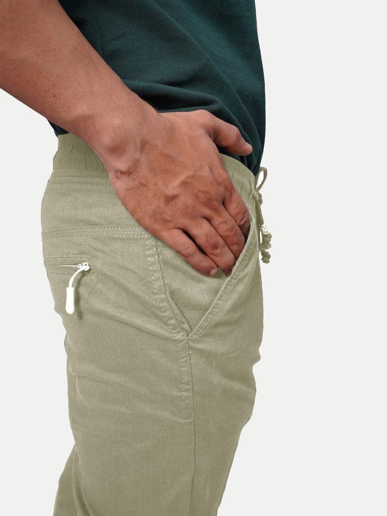 Men Beige Solid Elasticated Joggers view 3