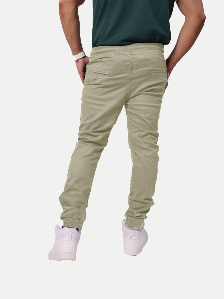 Men Beige Solid Elasticated Joggers view 4