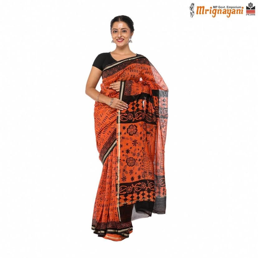 HANDLOOM CHANDERI SILK SAREE WITH BLOUSE (SKU - 1SCZ01200522 , SAREE - 1228) view 4