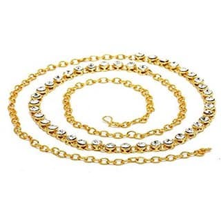 Designer CZ White Stone Waist Chain Belly Chain Kamar Band