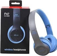 Blue Wireless Bluetooth Headphone with Cushioned Ear Pads view 4