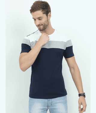 Reya Pack of 1 Cotton Blend Regular Fit Men's T-Shirt ( Blue )