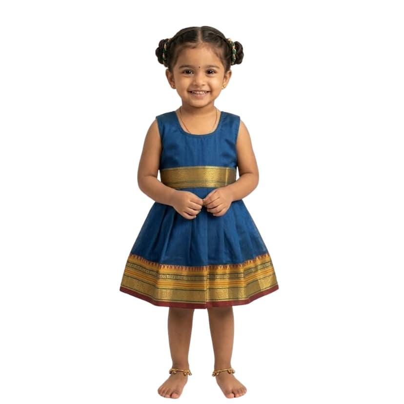Mom and Me Baby Girls Summer Frock Dress (0–5 Years) | Soft Acrylic Cotton with Pure Cotton Lining | Sleeveless Round Neck | Lightweight & Breathable (in, Age, 0 Months, 3 Months, Regular, Blue)